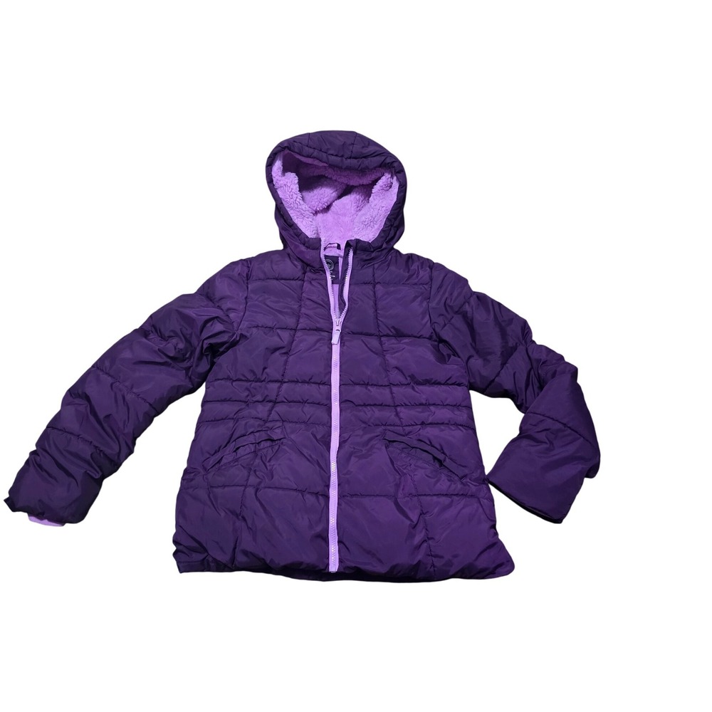 Wonder Nation‎ Girls Purple Sherpa Lined Hooded Puffer Jacket Size XXL 18